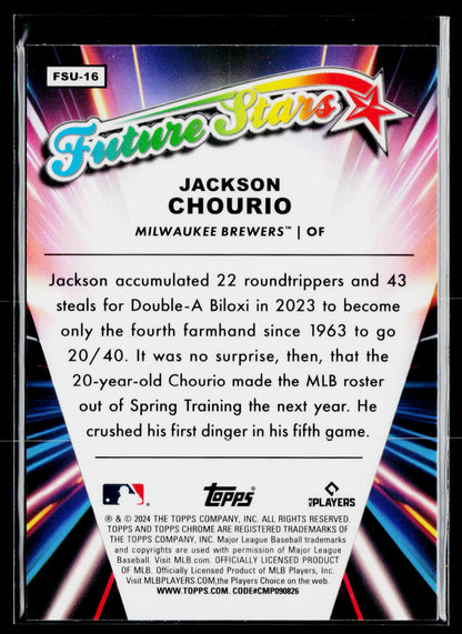2024 Topps Chrome Update #FSU-16 Jackson Chourio Future Stars