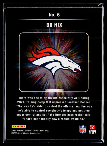 2024 Donruss Optic #6 Bo Nix Light It Up