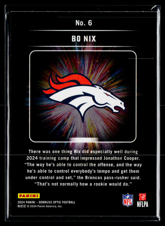 2024 Donruss Optic #6 Bo Nix Light It Up