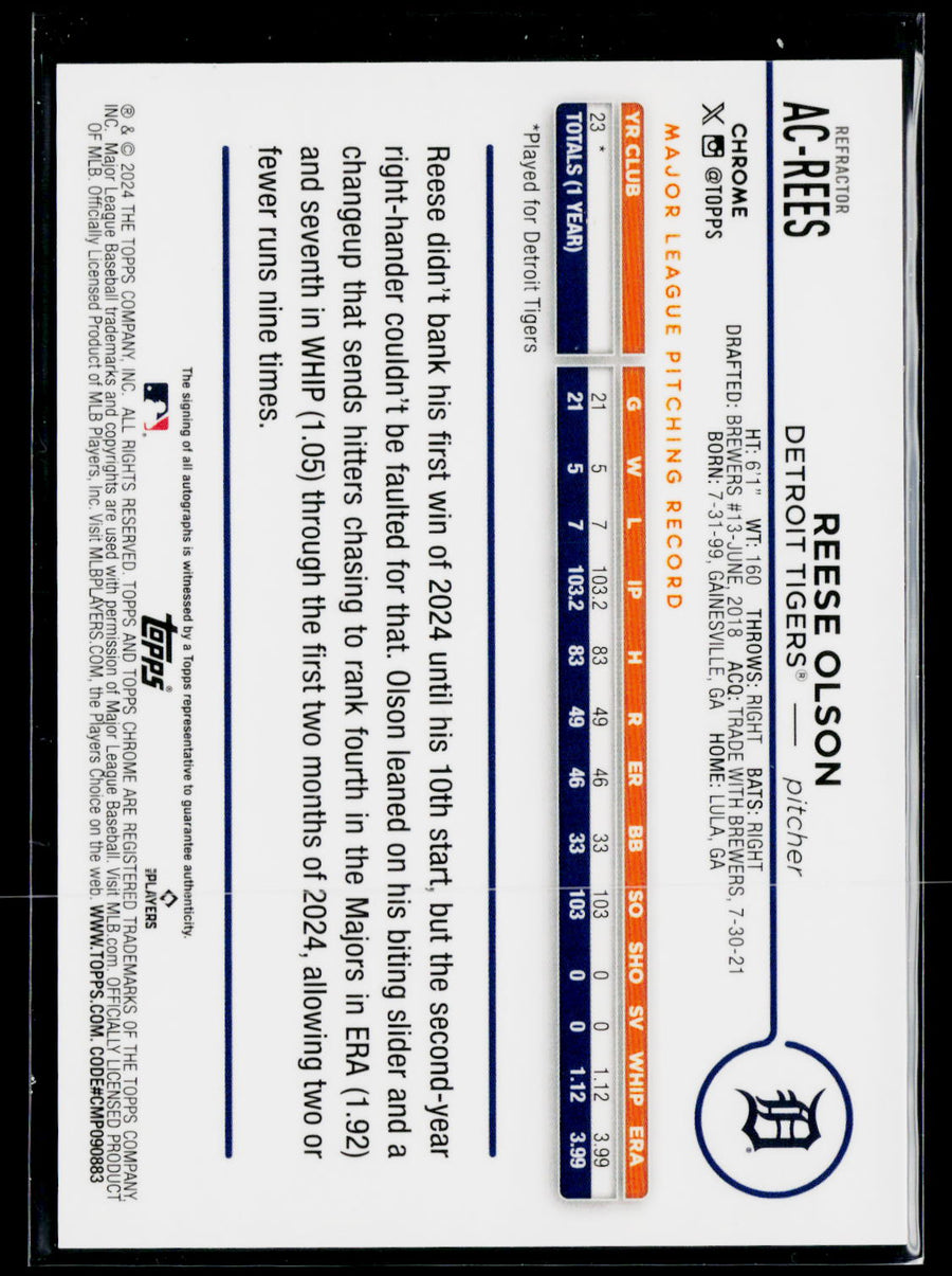 2024 Topps Chrome Update #AC-REES Reese Olson Autograph