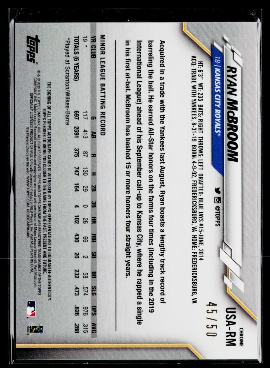 2020 Topps Chrome Update #USA-RM Ryan McBroom Autographs Gold /50