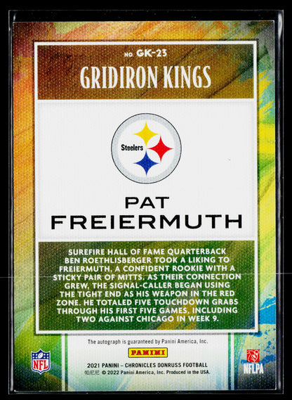 2021 Panini Chronicles #GK-23 Pat Freiermuth Gridiron Kings Auto