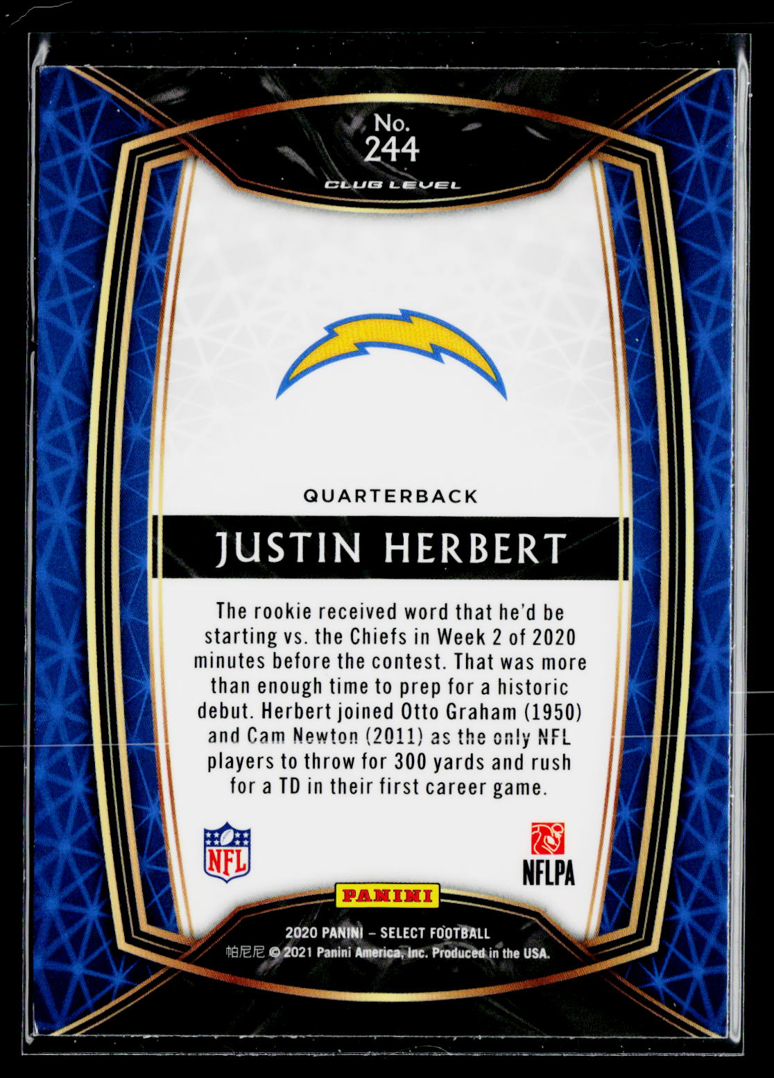 2020 Panini Select #244 Justin Herbert