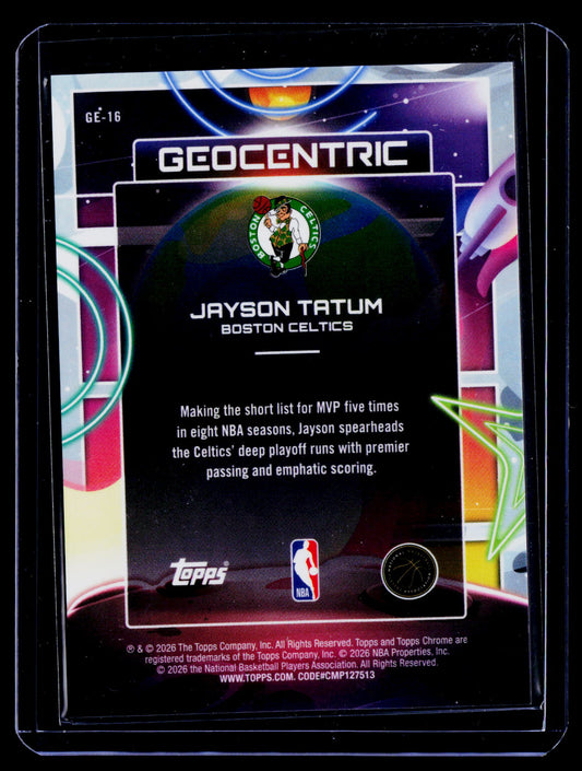 2025-26 Topps Chrome Cosmic GE-16 Jayson Tatum Geocentric Red Flare Refractor /5