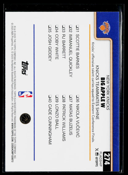 2025-26 Topps #274 Big Apple W: Knicks Teammates Shine Holo Foil
