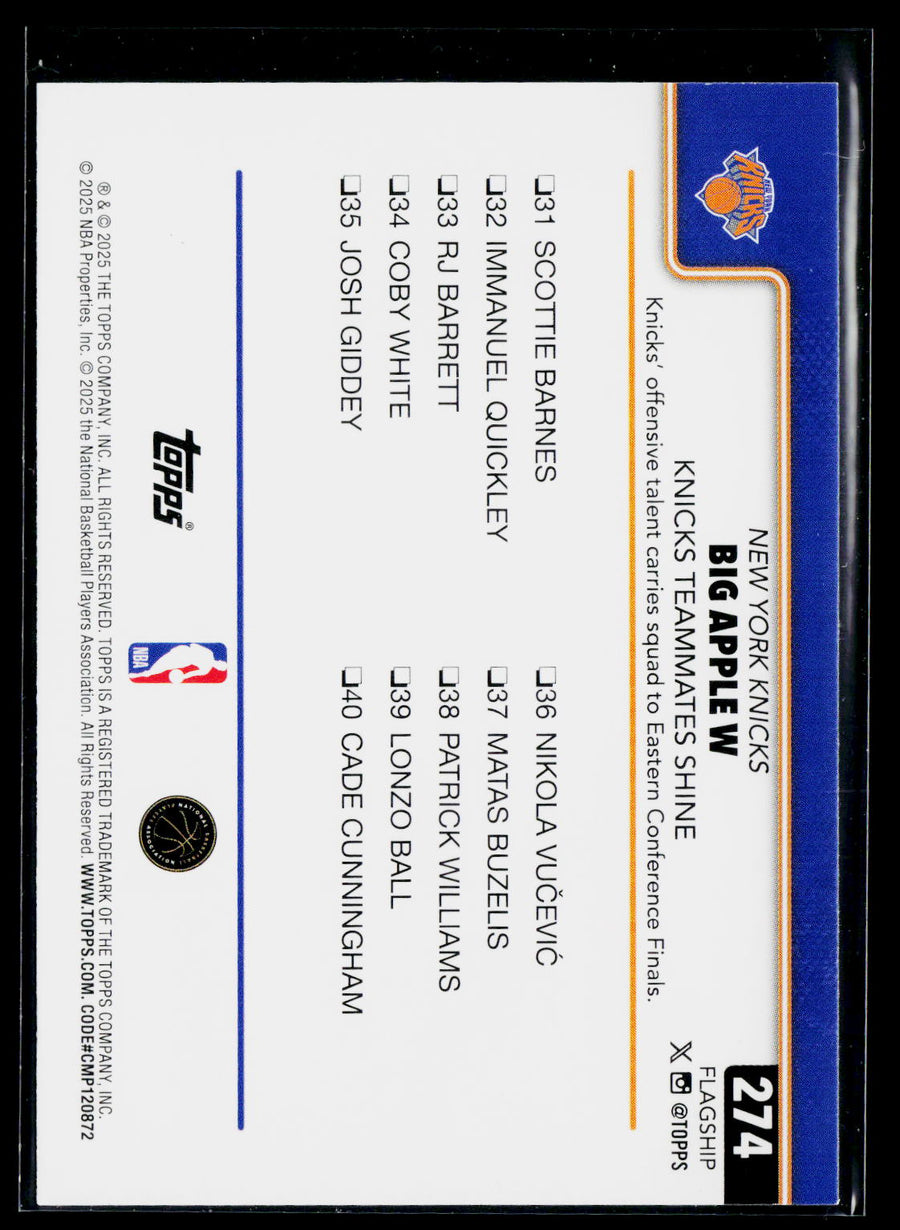 2025-26 Topps #274 Big Apple W: Knicks Teammates Shine Holo Foil