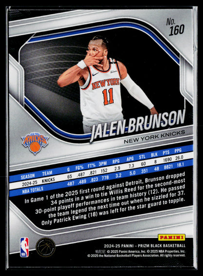 2024-25 Panini Prizm Black #160 Jalen Brunson
