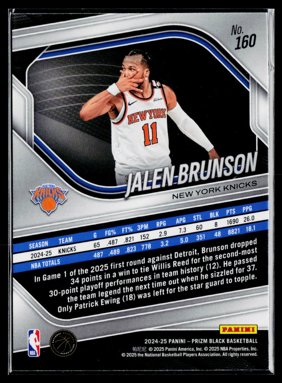 2024-25 Panini Prizm Black #160 Jalen Brunson