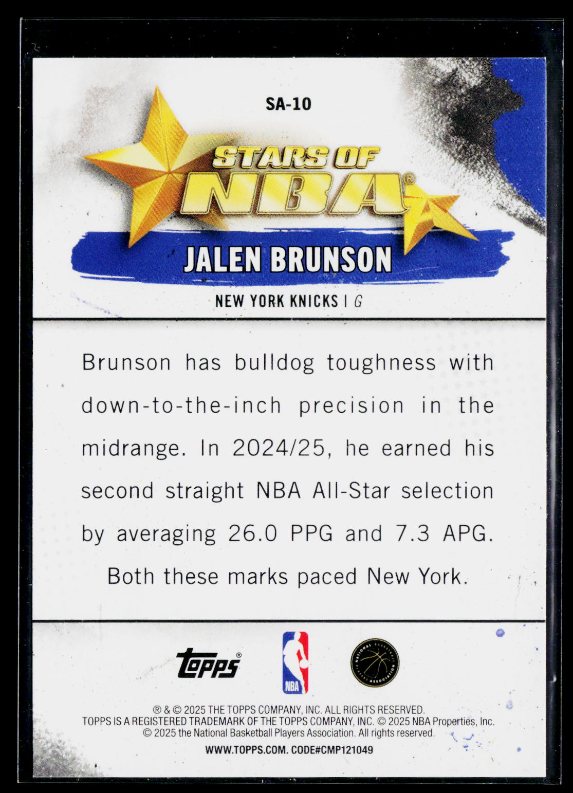 2025-26 Topps #SA-10 Jalen Brunson Stars of the NBA