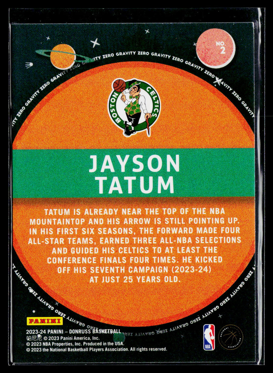 2023-24 Donruss #2 Jayson Tatum Zero Gravity