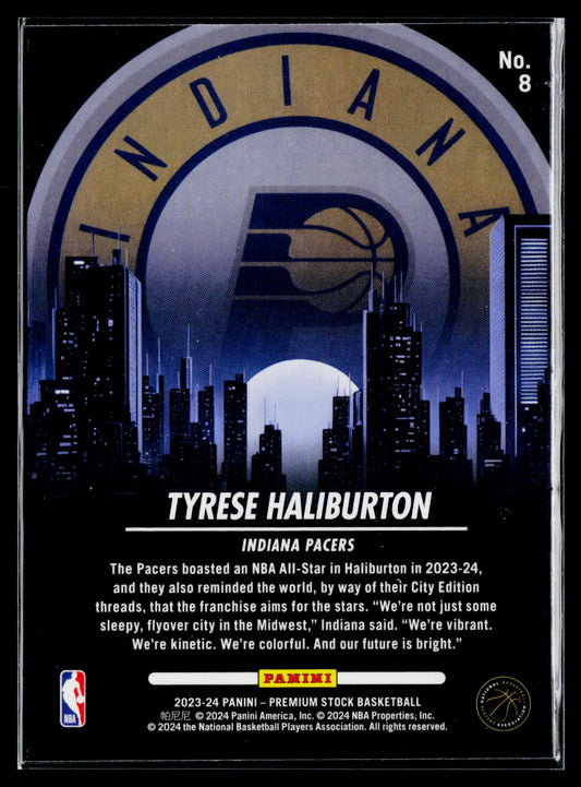 2023-24 Hoops Premium Stock #8 Tyrese Haliburton City Edition