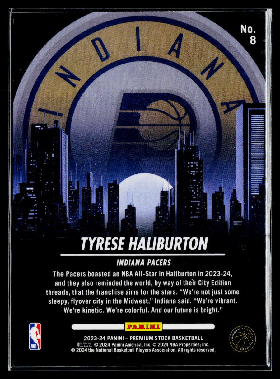 2023-24 Hoops Premium Stock #8 Tyrese Haliburton City Edition