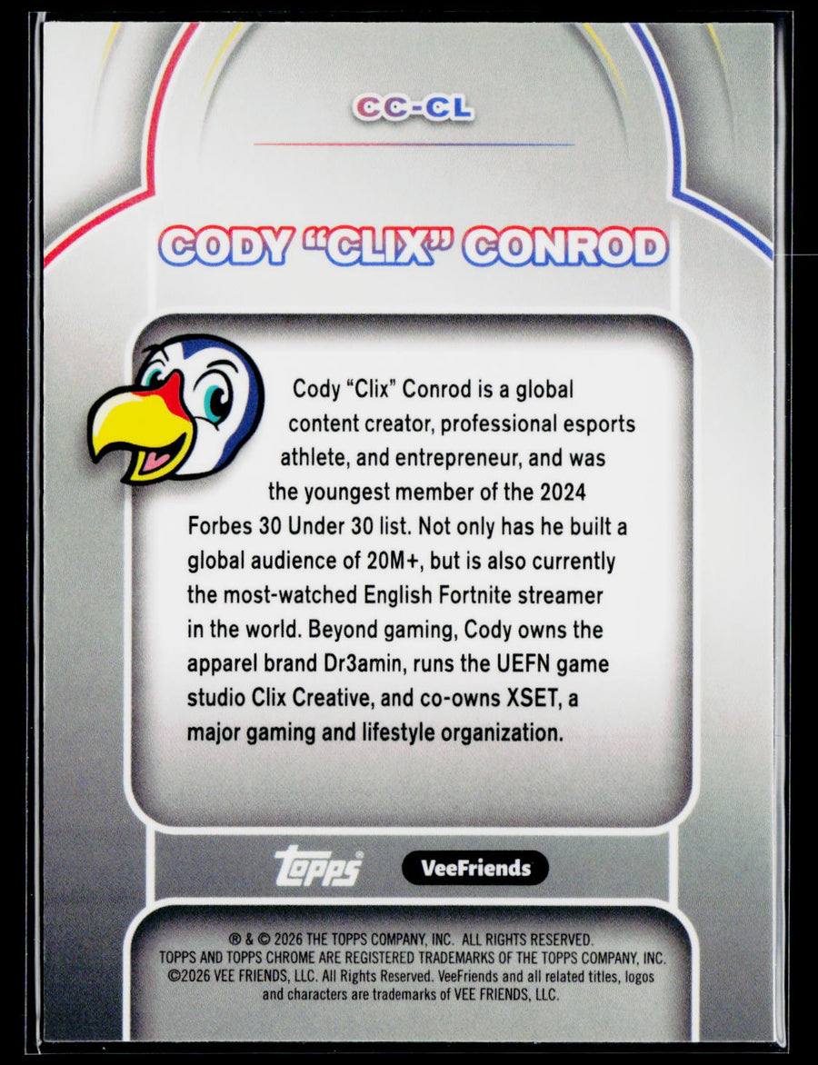2026 Topps Chrome VeeFriends #CC-CL Cody Clix Conrad Refractor