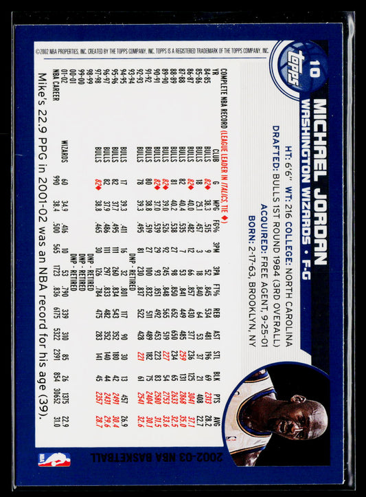 2002-03 Topps #10 Michael Jordan