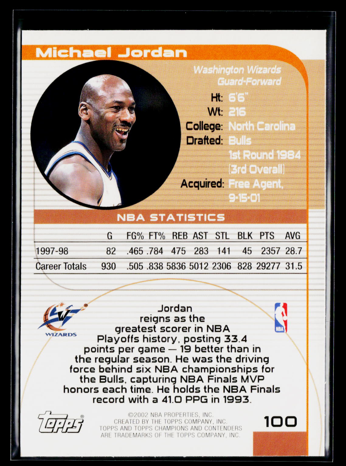 2001-02 Topps TCC #100 Michael Jordan Red
