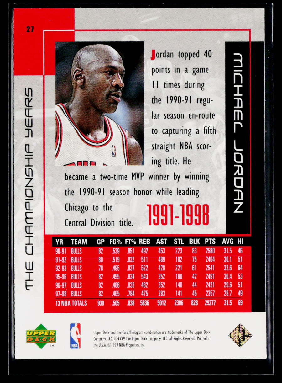 1999 Upper Deck Michael Jordan Career Collection #27 Michael Jordan
