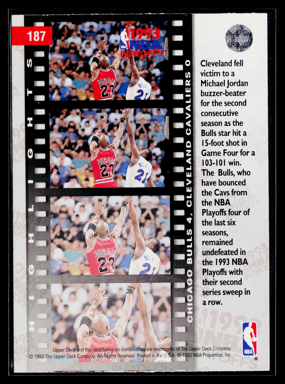 1993-94 Upper Deck #187 East Semifinals: Bulls 4, Cavaliers 0