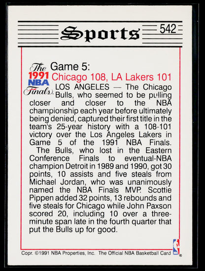 1991-92 Hoops #542 Jordan, Bulls Win First NBA Title TRIB,