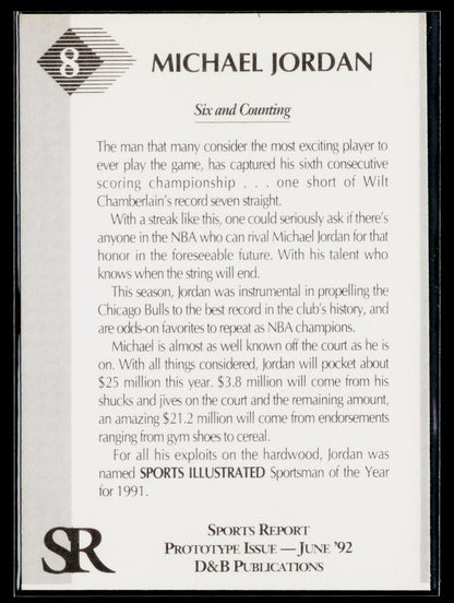 1992 D&B Publications The Sports Report #8 Michael Jordan The Sports Report Gold