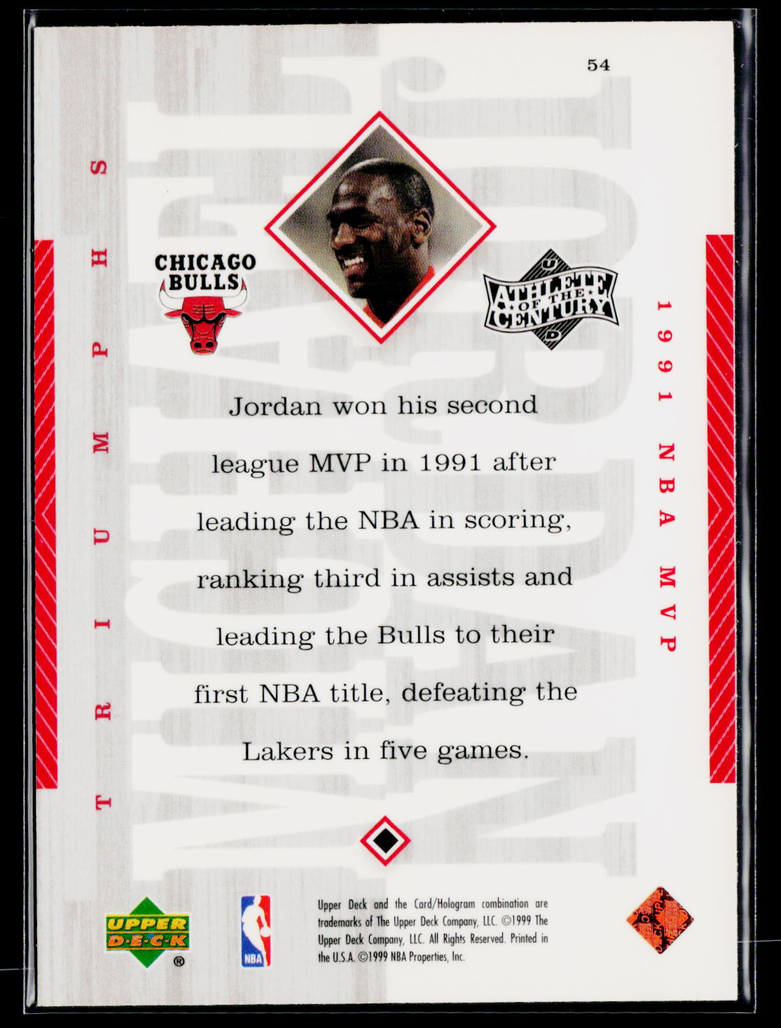 1999 Upper Deck Michael Jordan Athlete of the Century #54 Michael Jordan