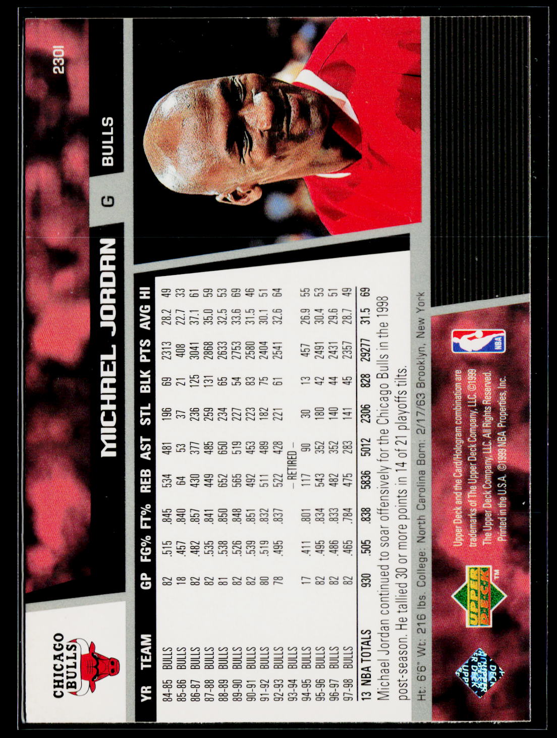 1998-99 Upper Deck #230l Michael Jordan UD Exclusives