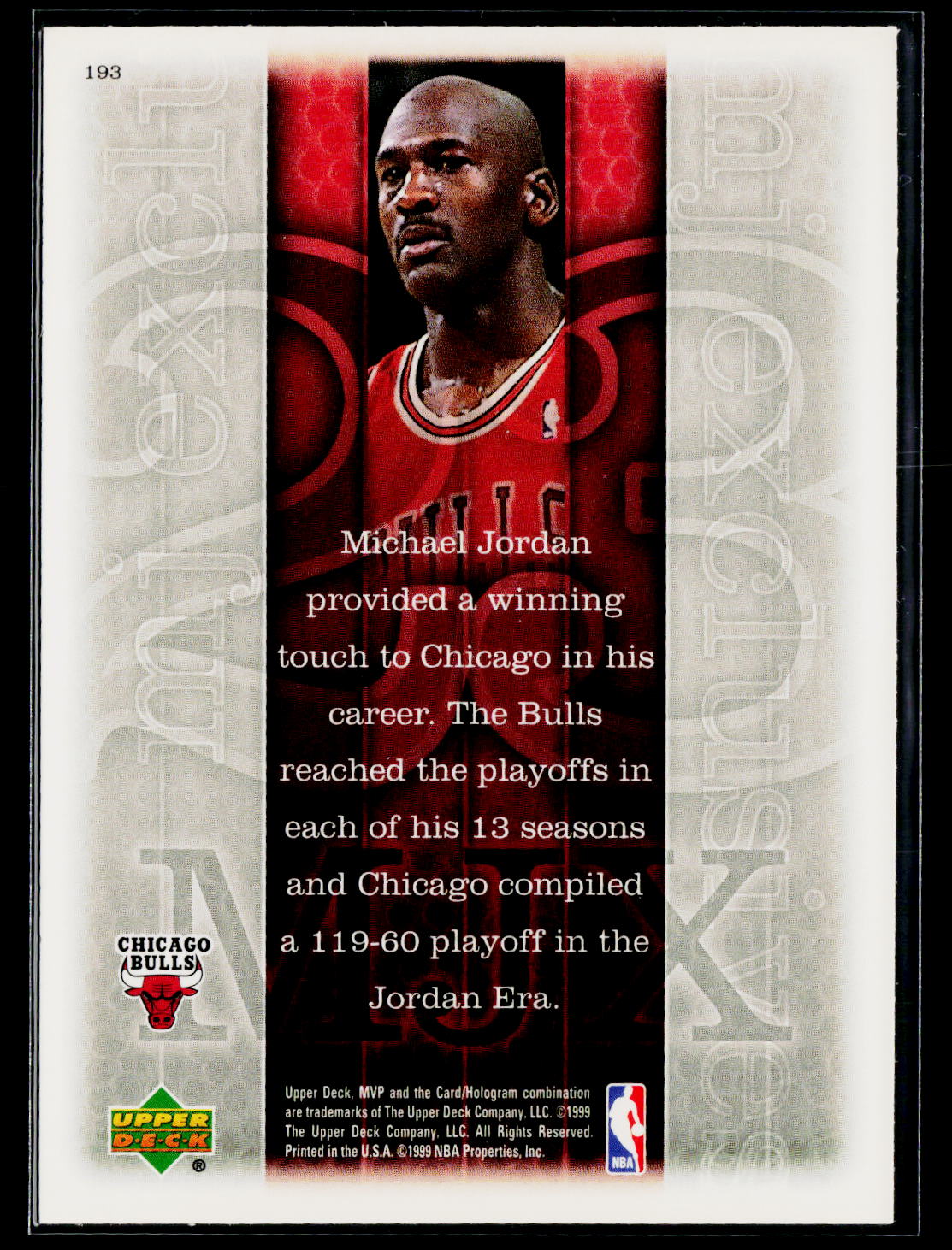 1999-00 Upper Deck MVP #193 Michael Jordan Silver Script