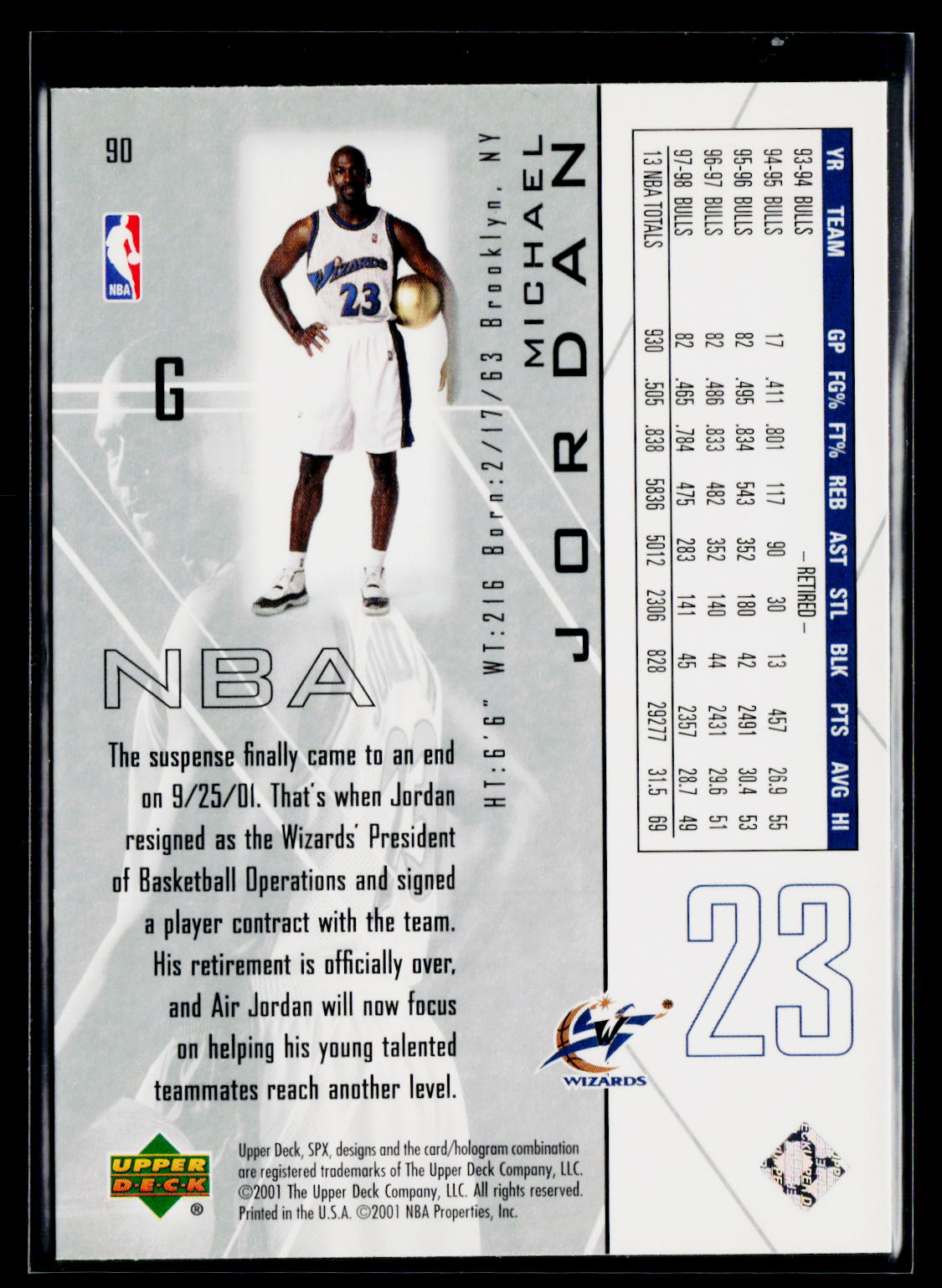 2001-02 SPx #90 Michael Jordan
