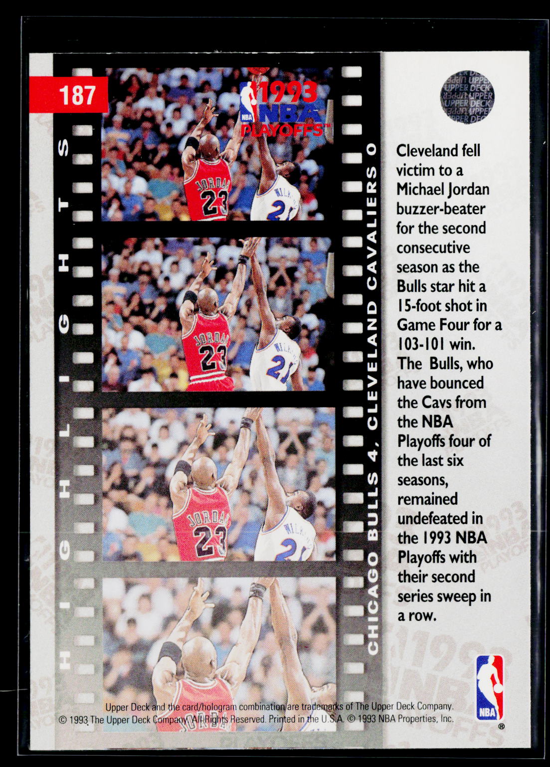 1993-94 Upper Deck #187 East Semifinals: Bulls 4, Cavaliers 0