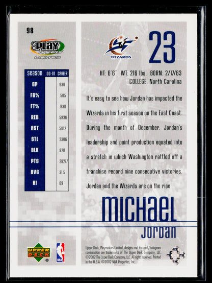2001-02 UD PlayMakers Limited #98 Michael Jordan
