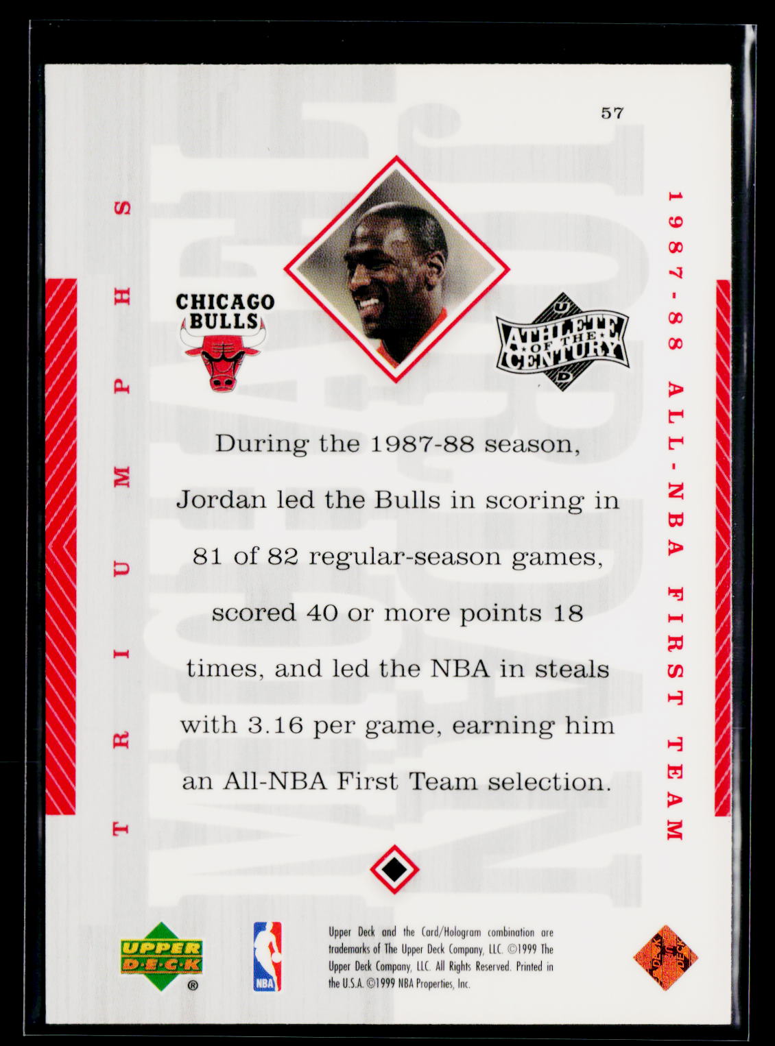 1999 Upper Deck Michael Jordan Athlete of the Century #57 Michael Jordan