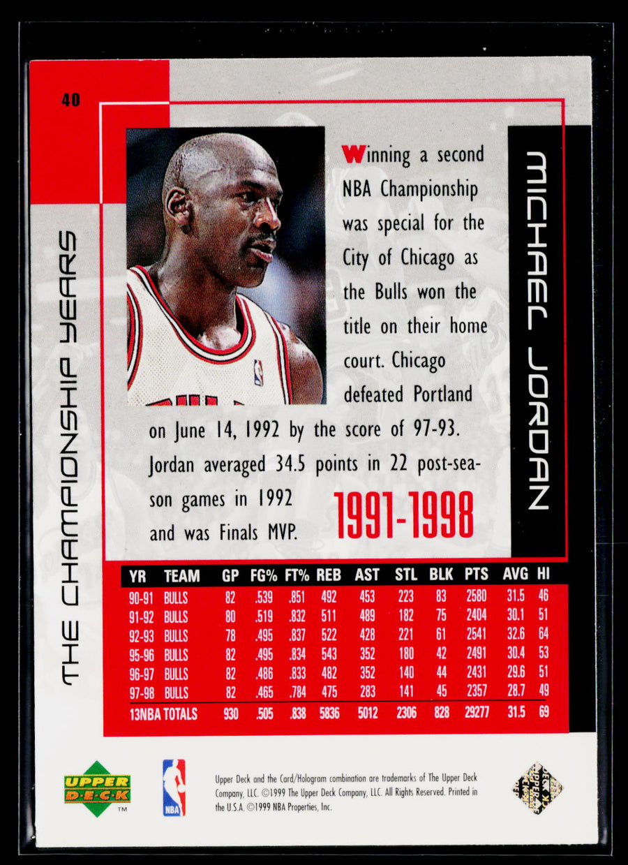 1999 Upper Deck Michael Jordan Career Collection #40 Michael Jordan