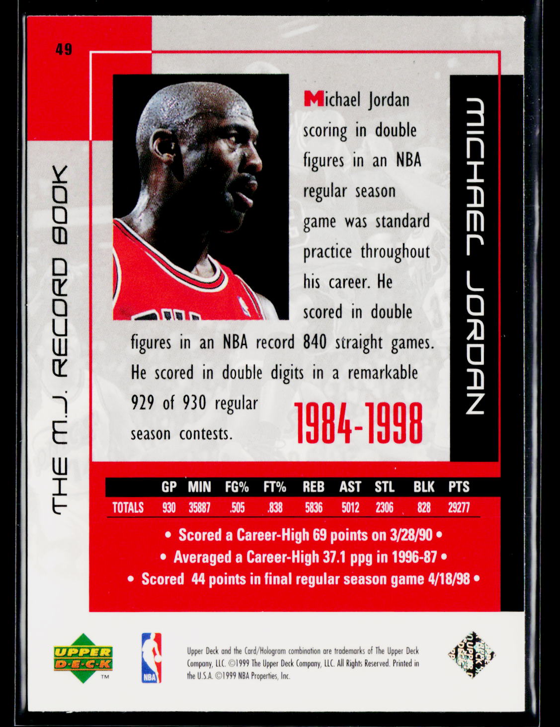 1999 Upper Deck Michael Jordan Career Collection #49 Michael Jordan