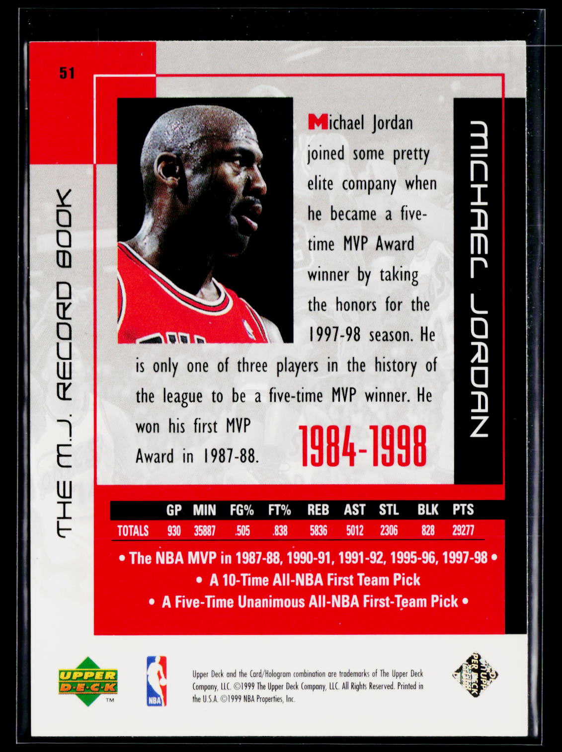 1999 Upper Deck Michael Jordan Career Collection #51 Michael Jordan