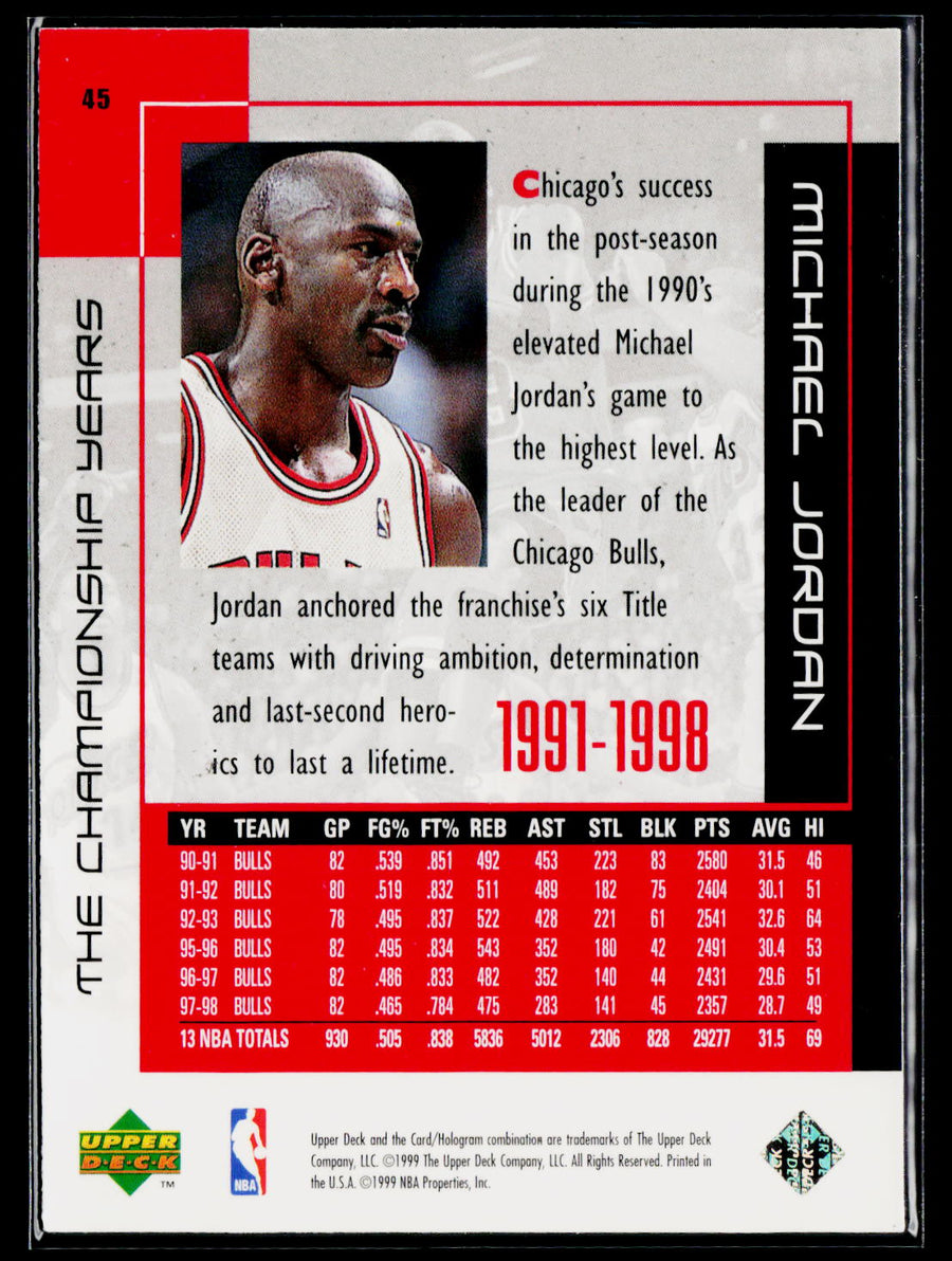1999 Upper Deck Michael Jordan Career Collection #45 Michael Jordan
