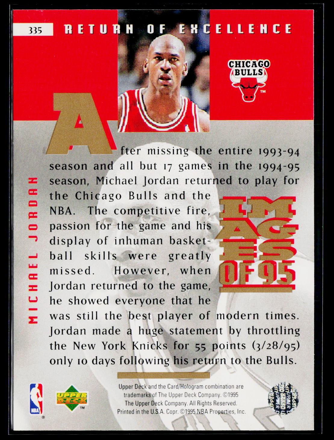 1995-96 Upper Deck #335 Return of Excellence