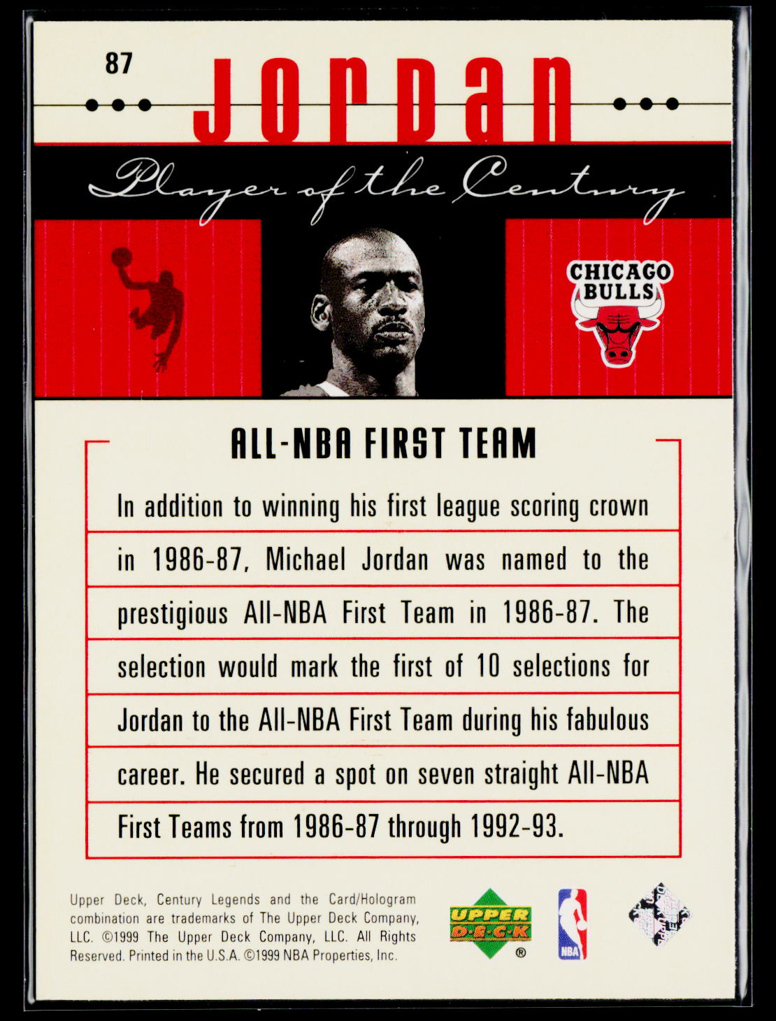 1998-99 Upper Deck Century Legends #87 Michael Jordan