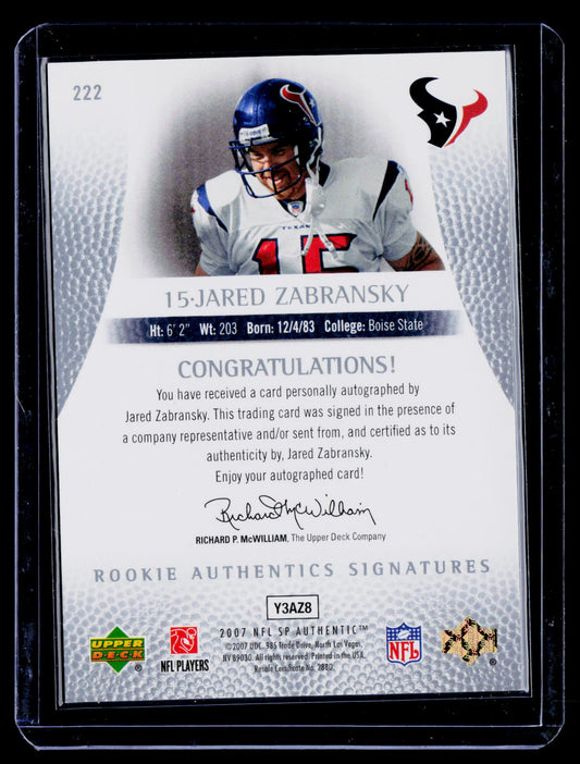 2007 SP Authentic #222 Jared Zabransky #/1199