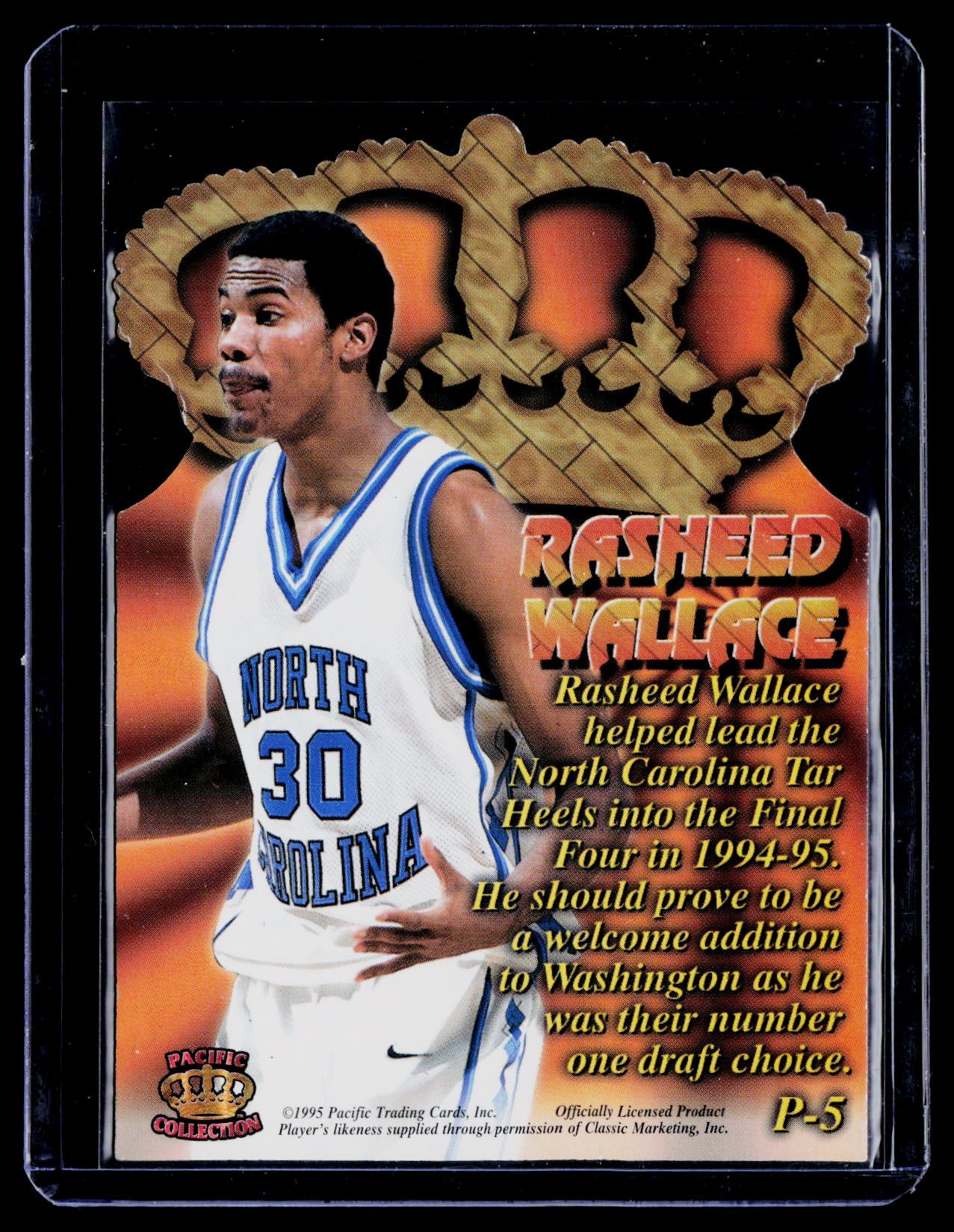 1995 Pacific Prisms #P-5 Rasheed Wallace Platinum Crown Die Cuts