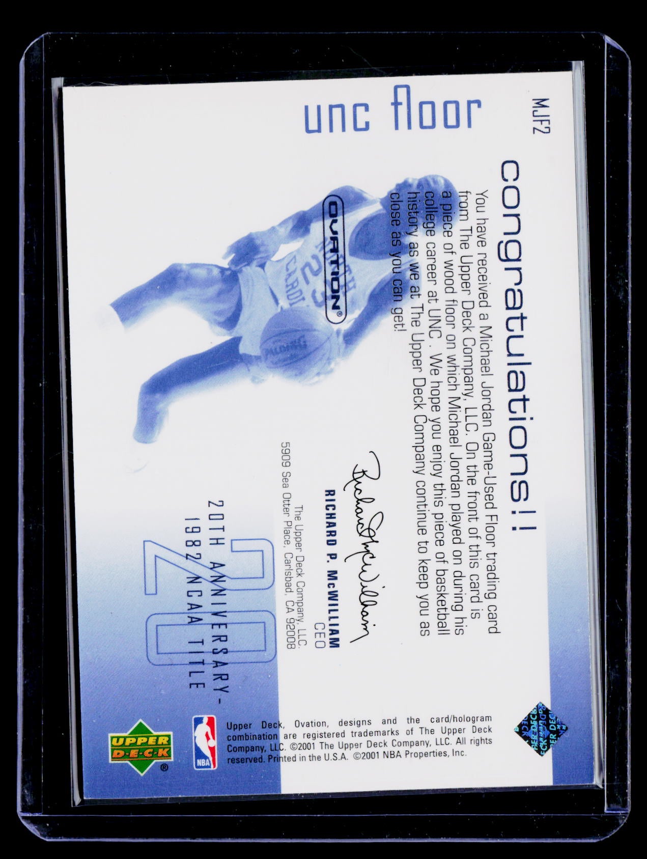 2001-02 Upper Deck Ovation #MJF2 Michael Jordan MJ UNC Memorabilia