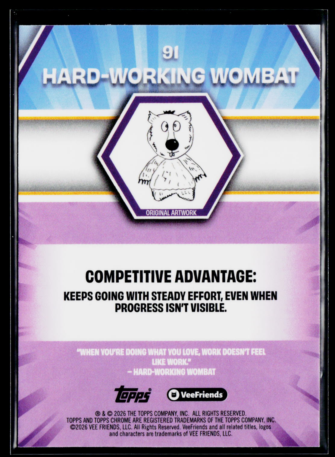 2026 Topps Chrome VeeFriends #91 Hard-Working Wombat