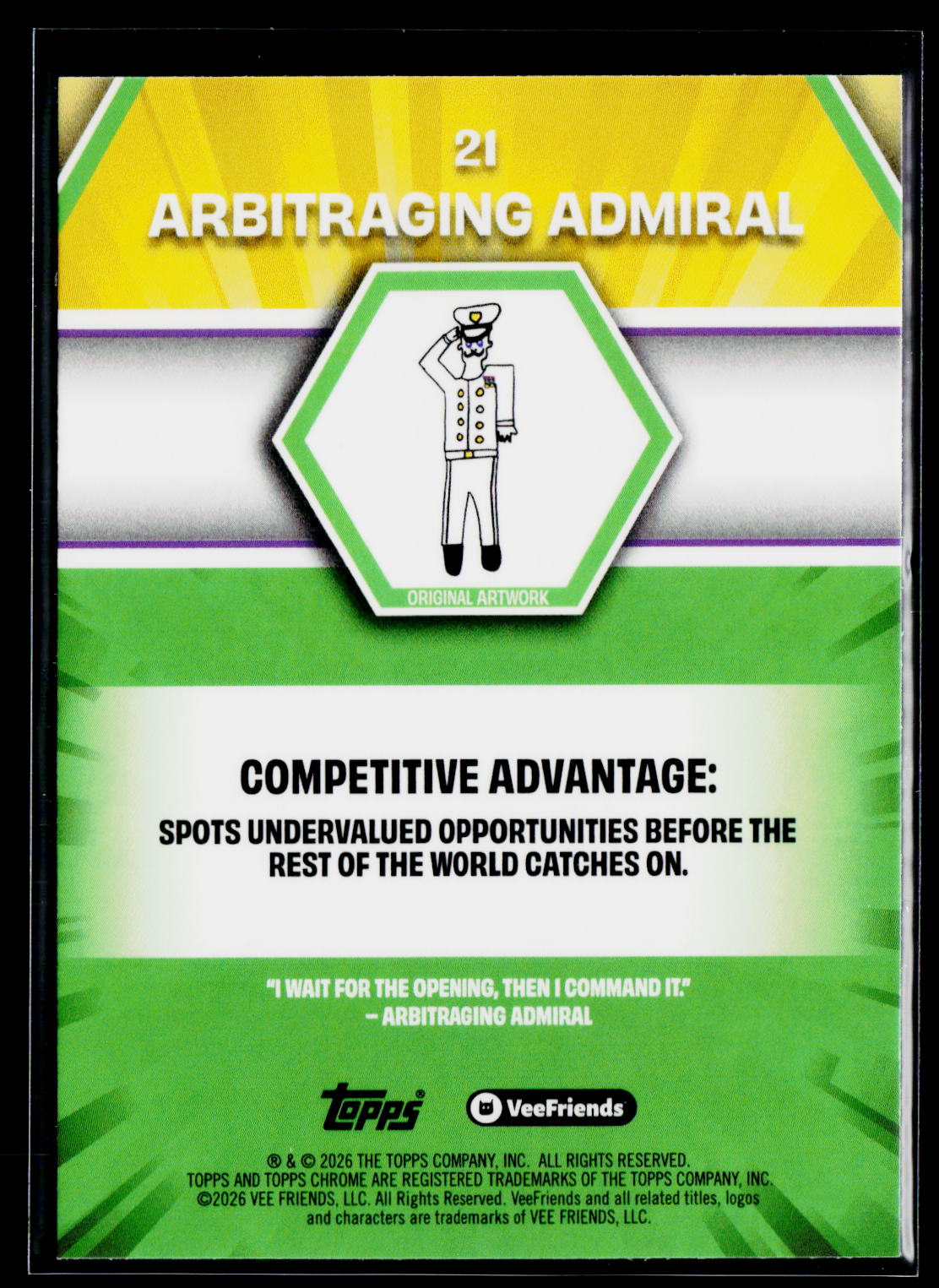 2026 Topps Chrome VeeFriends #21 Arbitraging Admiral