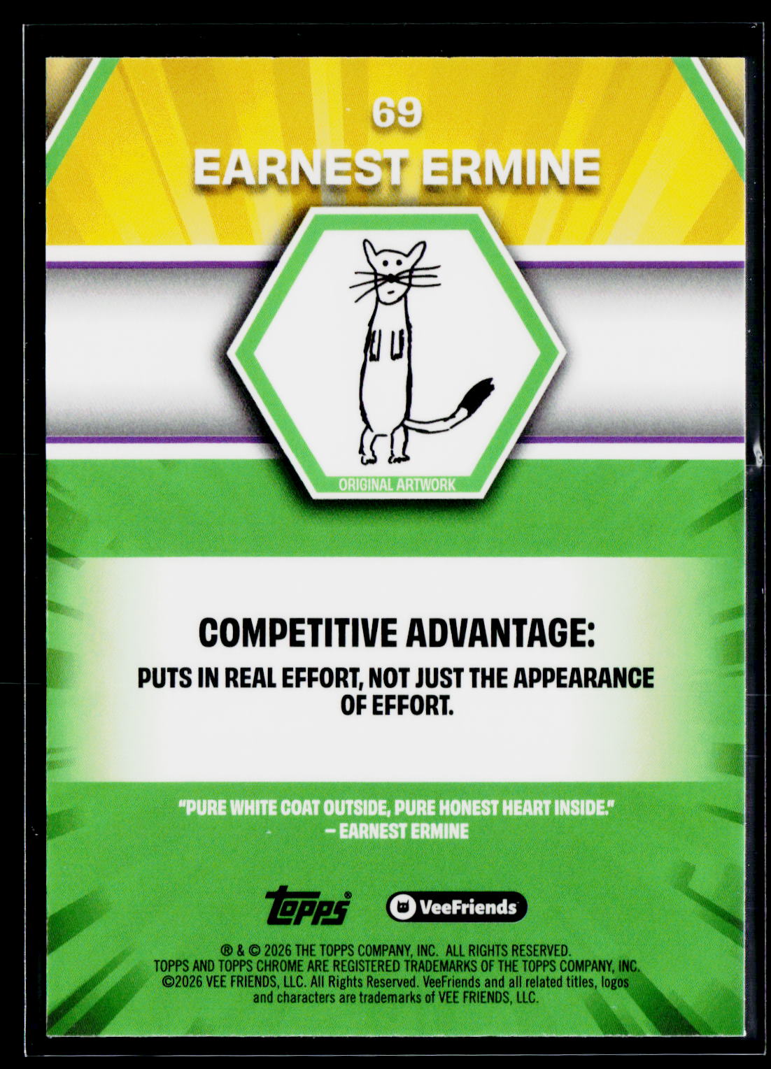 2026 Topps Chrome VeeFriends #69 Earnest Ermine Yellow Refractor