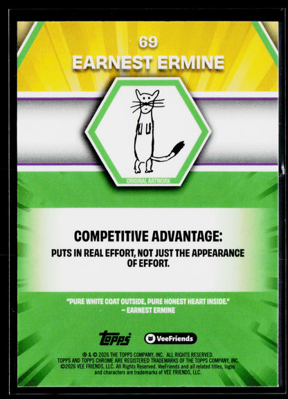 2026 Topps Chrome VeeFriends #69 Earnest Ermine Yellow Refractor