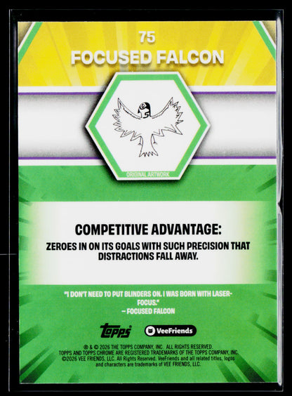 2026 Topps Chrome VeeFriends #75 Focused Falcon Yellow Refractor