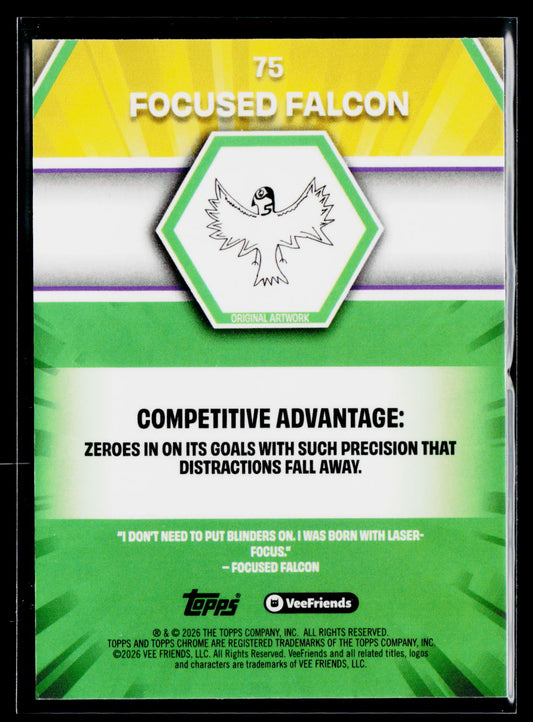 2026 Topps Chrome VeeFriends #75 Focused Falcon Yellow Refractor