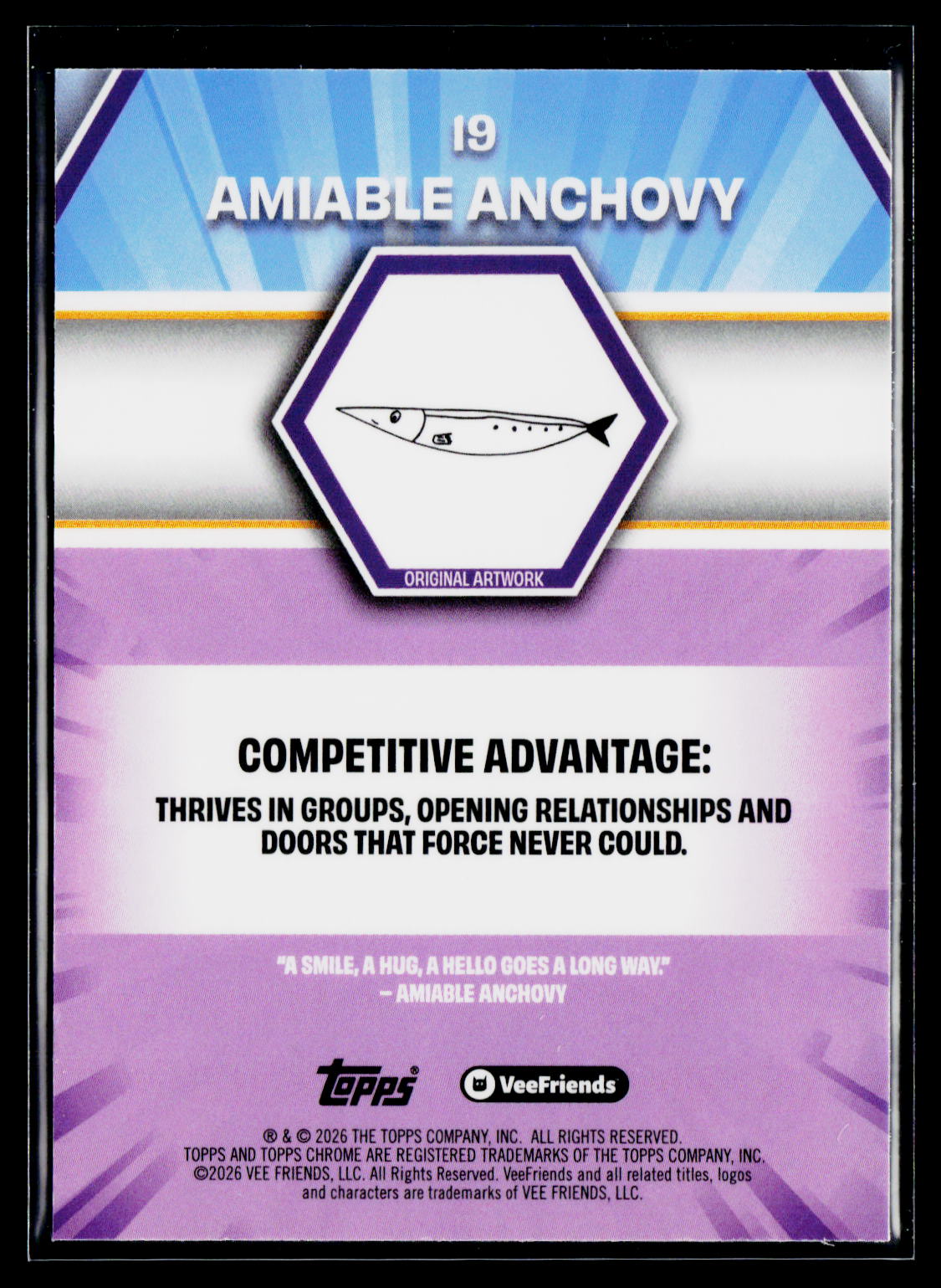2026 Topps Chrome VeeFriends #19 Amiable Anchovy Yellow Refractor