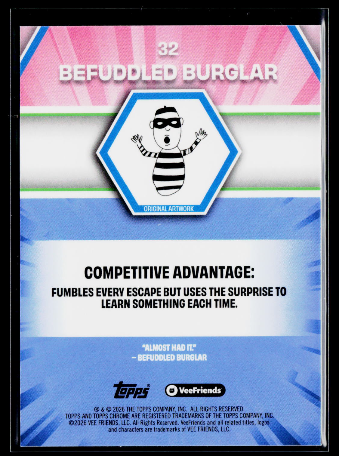 2026 Topps Chrome VeeFriends #32 Befuddled Burglar Yellow Refractor