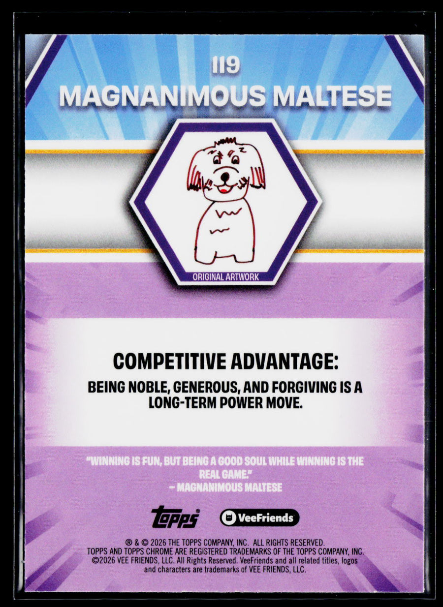 2026 Topps Chrome VeeFriends #119 Magnanimous Maltese Yellow Refractor