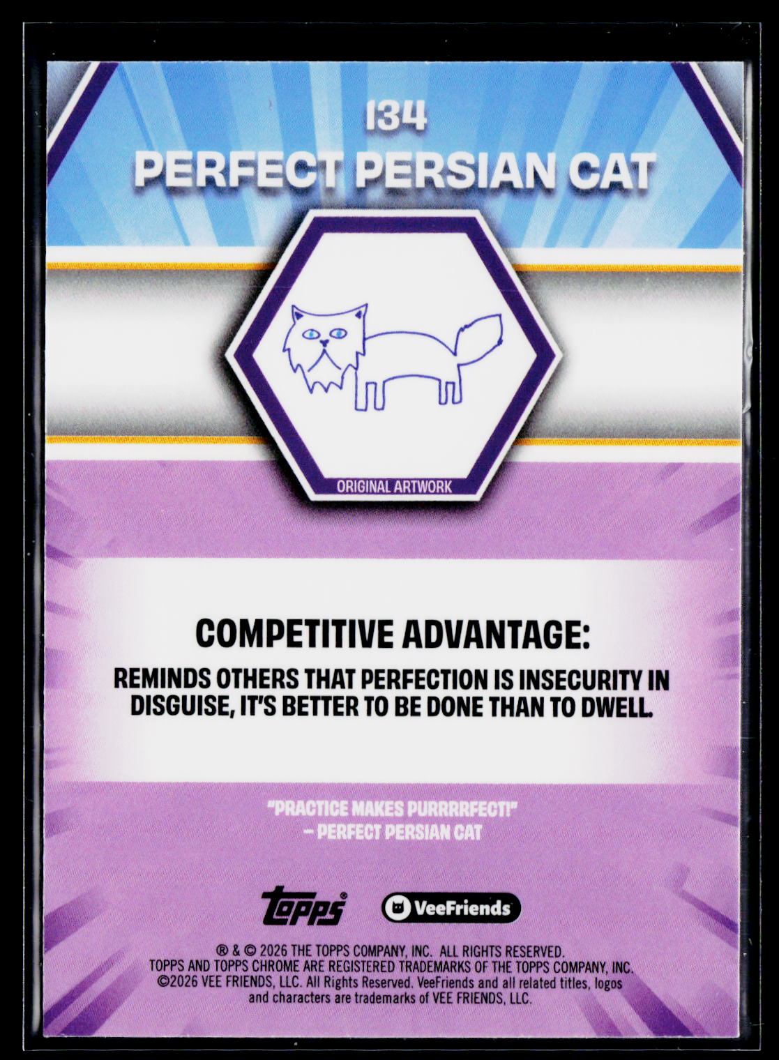 2026 Topps Chrome VeeFriends #134 Perfect Persian Cat Yellow Refractor