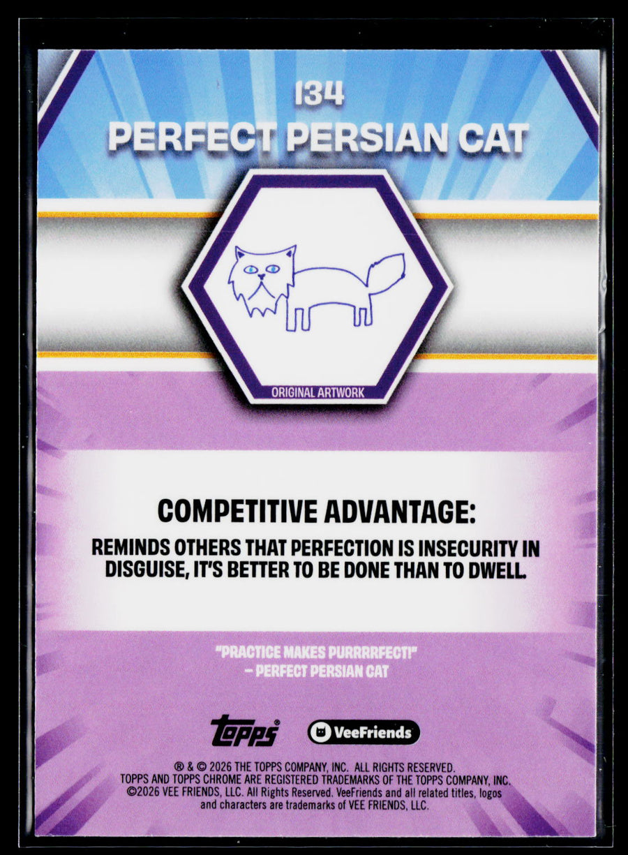 2026 Topps Chrome VeeFriends #134 Perfect Persian Cat Yellow Refractor